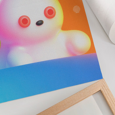 Décoration murale Ours en peluche coloré sur fond dégradé, style moderne