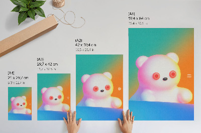 Décoration murale Ours en peluche coloré sur fond dégradé, style moderne