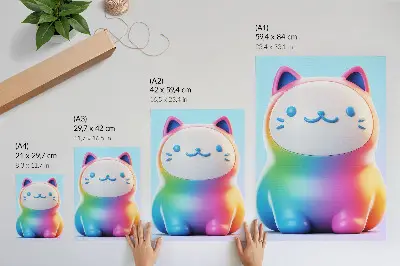 Impression sur toile motif moderne de chat au dégradé arc-en-ciel