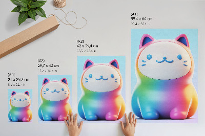 Impression sur toile style moderne dégradé de chat arc-en-ciel