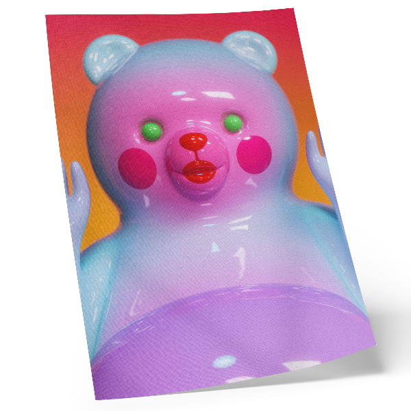 Affiche décorative Ours en peluche coloré, couleurs vives, composition moderne
