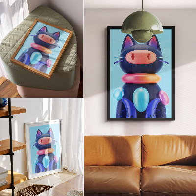 Impression sur toile Créature adorable, ambiance futuriste, couleurs éclatantes