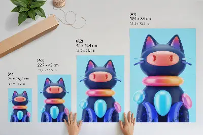 Impression sur toile créature adorable dans une ambiance futuriste aux couleurs éclatantes