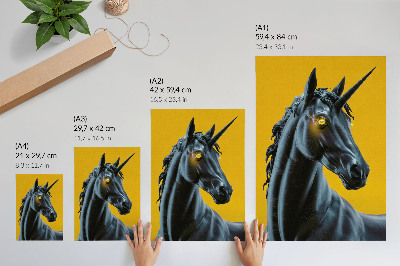 Affiche décorative Une licorne sur fond jaune, magique et mystérieuse