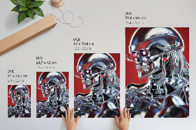 Impression sur toile Motif de personnage futuriste noir rouge