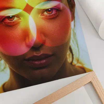 Affiche décorative visage humain avec cercles d'énergie colorés