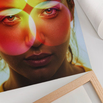 Affiche décorative Visage humain avec des cercles d'énergie colorés