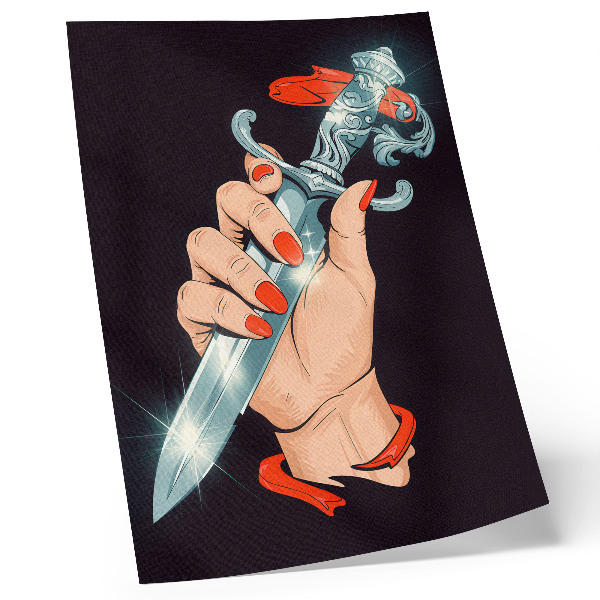 Impression sur toile Main tenant un poignard, détails clignotants