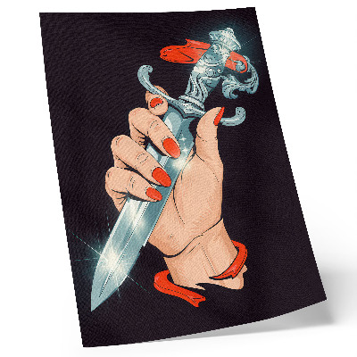 Impression sur toile Main tenant un poignard, détails clignotants