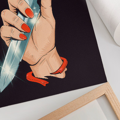 Impression sur toile Main tenant un poignard, détails clignotants
