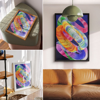 Affiche décorative spirales abstraites colorées