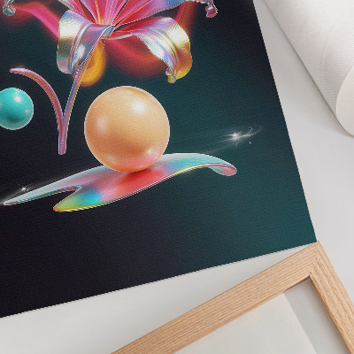 Impression sur toile Abstraction colorée avec un lys et des boules