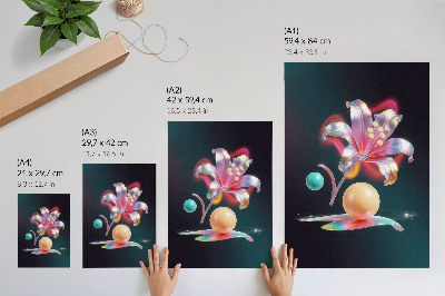 Impression sur toile Abstraction colorée avec un lys et des boules