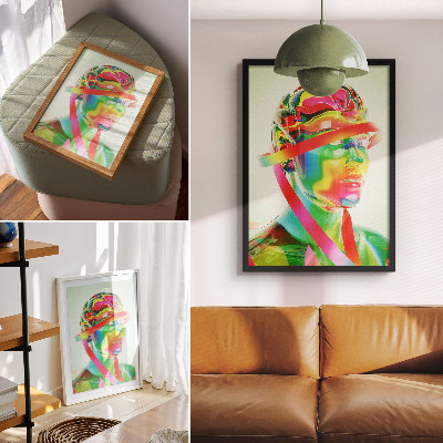 Affiche décorative Des vagues colorées sur une figure futuriste