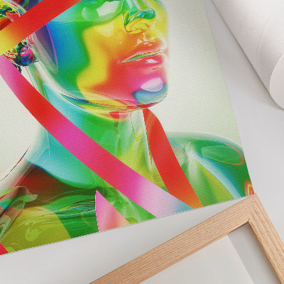Affiche décorative Des vagues colorées sur une figure futuriste