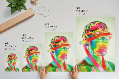 Affiche décorative Des vagues colorées sur une figure futuriste