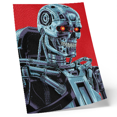 Affiche décorative Robot futuriste sur fond rouge