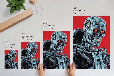 Affiche décorative Robot futuriste sur fond rouge