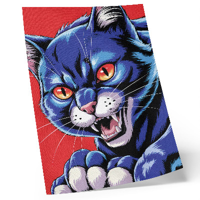 Impression sur toile Chat bleu énergique avec des touches orange