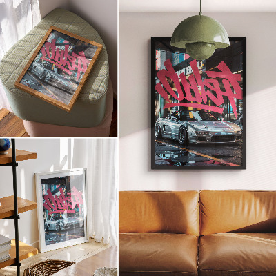 Affiche décorative Voitures de sport, graffitis, ambiance urbaine moderne, ambiance urbaine.