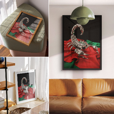 Décoration murale Scorpion métallique sur tissu coloré