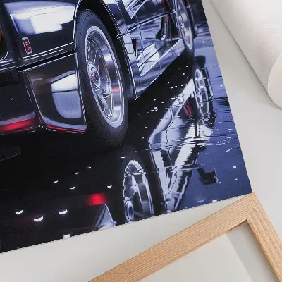 Impression sur toile les phares de voitures de sport brillant la nuit en ville