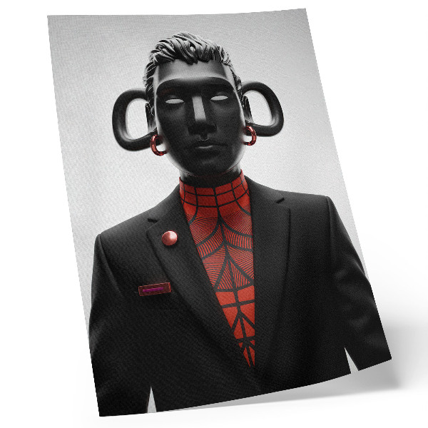 Décoration murale Design futuriste avec un motif noir et rouge