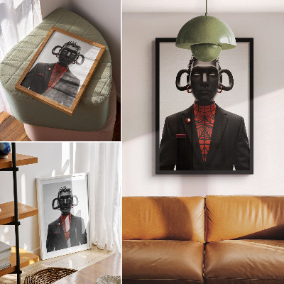 Décoration murale Design futuriste avec un motif noir et rouge