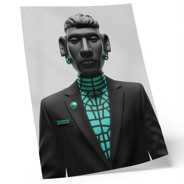 Impression sur toile Style futuriste, contrastes expressifs, turquoise.