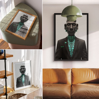 Impression sur toile Style futuriste, contrastes expressifs, turquoise.