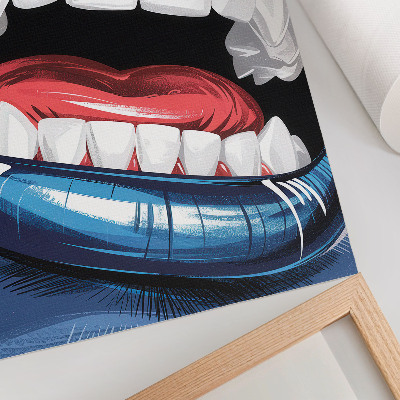 Affiche décorative Des lèvres aux couleurs intenses contrastent avec un style dynamique.