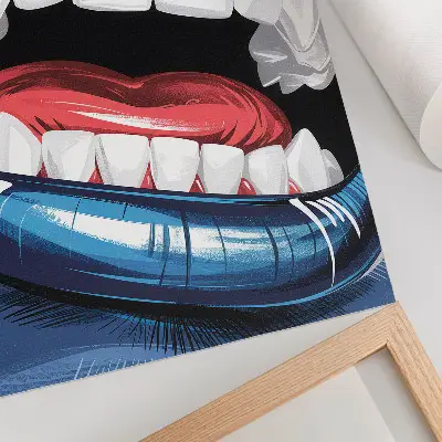 Affiche décorative représentant des lèvres aux couleurs intenses sur un style dynamique
