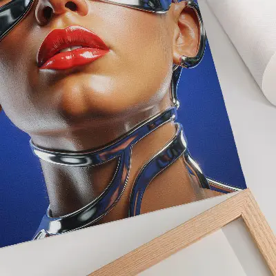 Impression sur toile représentant une figure futuriste aux couleurs intenses et au design moderne