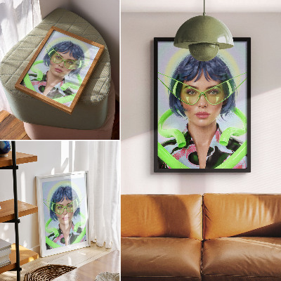 Décoration murale Un portrait futuriste d'une femme à l'énergie de la couleur