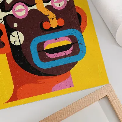 Impression sur toile portrait coloré aux formes abstraites et aux couleurs intenses