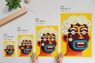 Impression sur toile portrait coloré aux formes abstraites et aux couleurs intenses