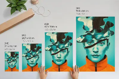 Décoration murale aux couleurs contrastées, dans un style surréaliste avec des formes dynamiques