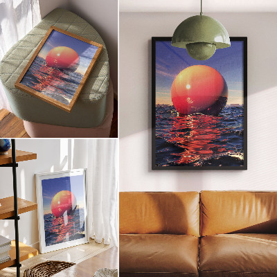 Affiche décorative Une énorme boule sur l'eau aux couleurs chaudes