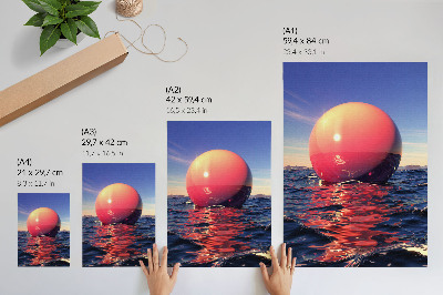 Affiche décorative Une énorme boule sur l'eau aux couleurs chaudes