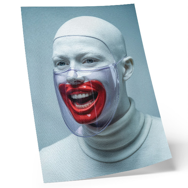 Impression sur toile Visage moderne sous un masque, visage glacé de rouge.