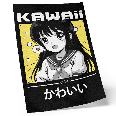 Impression sur toile Lignes noires et accents jaunes style manga