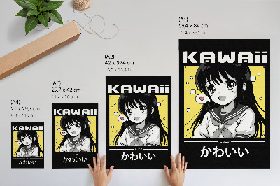 Impression sur toile Lignes noires et accents jaunes style manga