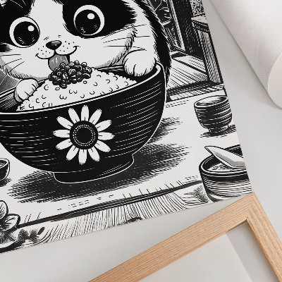 Affiche décorative Chat dans un bol de riz, style comique, style oriental