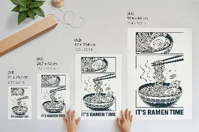 Décoration murale représentant des baguettes dans un bol de ramen style bande dessinée