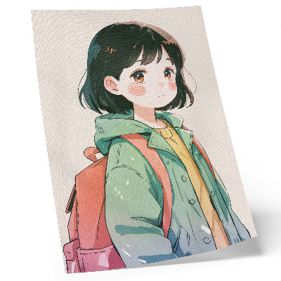 Affiche décorative Portrait illustré d'une jeune fille aux couleurs pastel
