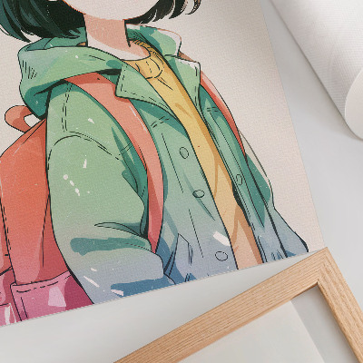 Affiche décorative Portrait illustré d'une jeune fille aux couleurs pastel