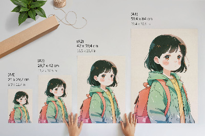 Affiche décorative Portrait illustré d'une jeune fille aux couleurs pastel