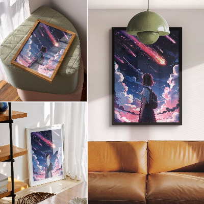 Décoration murale Le paysage magique des étoiles filantes dans le ciel nocturne