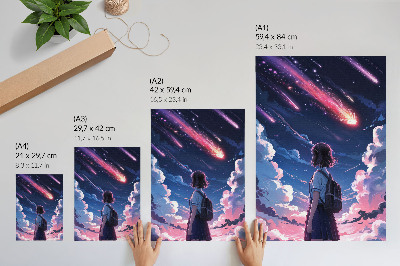 Décoration murale Le paysage magique des étoiles filantes dans le ciel nocturne