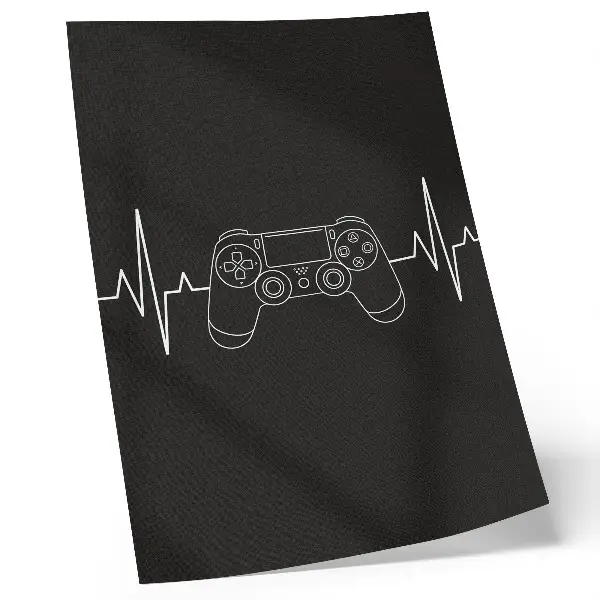 Impression sur toile motif de jeu minimaliste cœur noir et blanc